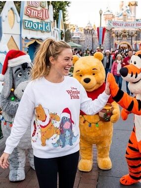Disney Winnie the Pooh and Eeyore Christmas Lights Sweatshirt - Size Large